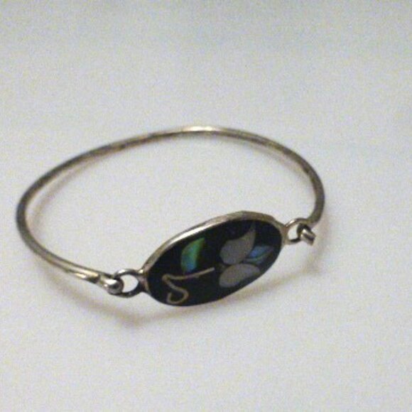 Vintage .925 Alpaca Mexico ABOLONE BRACELET - Picture 4 of 8